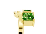 Yellow gold Princess Cut Peridot Two-Stone Open Band Ring with Four-Prong Setting_11