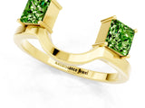 Yellow gold Princess Cut Peridot Two-Stone Open Band Ring with Four-Prong Setting_7