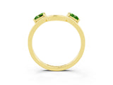 Yellow gold Princess Cut Peridot Two-Stone Open Band Ring with Four-Prong Setting_9