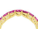 Yellow gold Princess Cut Pink Sapphire Channel-Set Eternity Band with Prong Setting_10