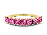 Yellow gold Princess Cut Pink Sapphire Channel-Set Eternity Band with Prong Setting_6