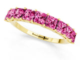 Yellow gold Princess Cut Pink Sapphire Channel-Set Eternity Band with Prong Setting_7