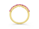 Yellow gold Princess Cut Pink Sapphire Channel-Set Eternity Band with Prong Setting_9