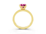 Yellow gold Princess Cut Pink Sapphire Milgrain Pavé Engagement Ring with Four-Prong Setting_39
