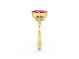 Yellow gold Princess Cut Pink Sapphire Ring with Side Stones and Four-Prong Setting_62