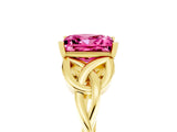 Yellow gold Princess Cut Pink Sapphire Solitaire Celtic Knot Ring with Four-Prong Setting_41