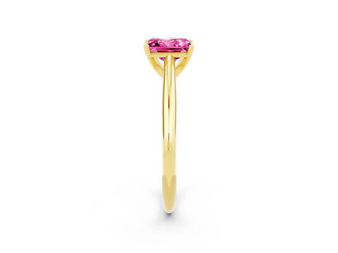 Yellow gold Princess Cut Pink Sapphire Solitaire Engagement Ring with Cathedral Setting and Four-Prong Mount_14