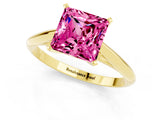 Yellow gold Princess Cut Pink Sapphire Solitaire Engagement Ring with Cathedral Setting and Four-Prong Mount_25