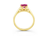 Yellow gold Princess Cut Pink Sapphire Solitaire Engagement Ring with Cathedral Setting and Four-Prong Mount_27
