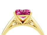 Yellow gold Princess Cut Pink Sapphire Solitaire Engagement Ring with Cathedral Setting and Four-Prong Mount_28