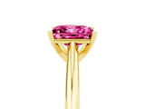 Yellow gold Princess Cut Pink Sapphire Solitaire Engagement Ring with Cathedral Setting and Four-Prong Mount_71