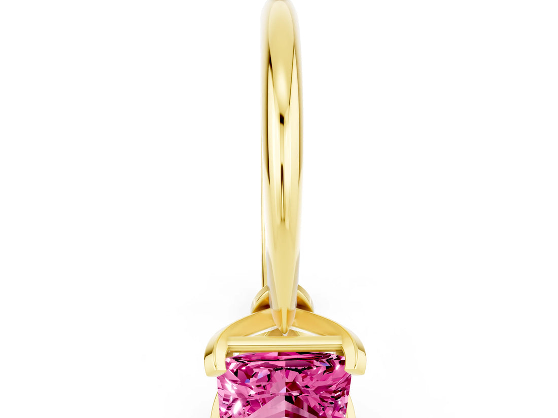 Yellow gold Princess Cut Pink Sapphire Solitaire Engagement Ring with Classic Band and Four-Prong Setting_24