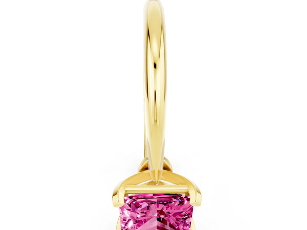 Yellow gold Princess Cut Pink Sapphire Solitaire Engagement Ring with Classic Band and Four-Prong Setting