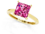 Yellow gold Princess Cut Pink Sapphire Solitaire Engagement Ring with Classic Band and Four-Prong Setting_25