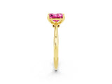 Yellow gold Princess Cut Pink Sapphire Solitaire Engagement Ring with Classic Band and Four-Prong Setting_26