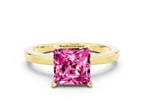 Yellow gold Princess Cut Pink Sapphire Solitaire Engagement Ring with Classic Band and Four-Prong Setting_60