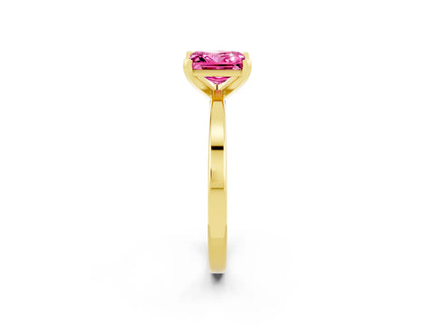 Yellow gold Princess Cut Pink Sapphire Solitaire Engagement Ring with Classic Band and Four-Prong Setting_62