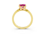 Yellow gold Princess Cut Pink Sapphire Solitaire Engagement Ring with Classic Band and Four-Prong Setting_63
