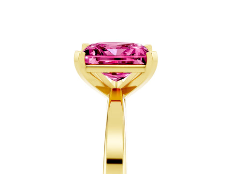 Yellow gold Princess Cut Pink Sapphire Solitaire Engagement Ring with Classic Band and Four-Prong Setting_65