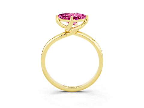 Yellow gold Princess Cut Pink Sapphire Solitaire Engagement Ring with Four-Prong Setting and Classic Band_15