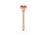 Yellow gold Princess Cut Pink Sapphire Solitaire Engagement Ring with Pavé Band and Four-Prong Setting_26