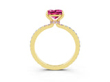 Yellow gold Princess Cut Pink Sapphire Solitaire Engagement Ring with Pavé Band and Four-Prong Setting_27