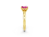 Yellow gold Princess Cut Pink Sapphire Solitaire Engagement Ring with Round Band and Four-Prong Setting_26