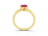 Yellow gold Princess Cut Pink Sapphire Solitaire Engagement Ring with Round Band and Four-Prong Setting_27
