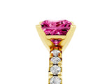 Yellow gold Princess Cut Pink Sapphire Solitaire Pavé Engagement Ring with Round Band and Prong Setting_72
