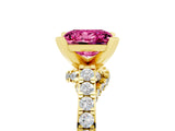 Yellow gold Princess Cut Pink Sapphire Solitaire Ring with Crossover Gallery and Round  Pavé Band_17