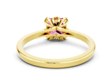 Yellow gold Princess Cut Pink Sapphire Solitaire Ring with Flower Prong Setting and Classic Band_36