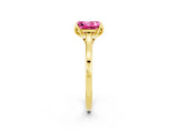 Yellow gold Princess Cut Pink Sapphire Solitaire Ring with Flower Prong Setting and Classic Band_38