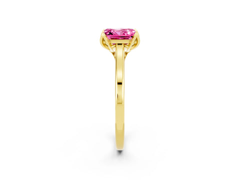 Yellow gold Princess Cut Pink Sapphire Solitaire Ring with Flower Prong Setting and Classic Band_38