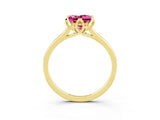Yellow gold Princess Cut Pink Sapphire Solitaire Ring with Flower Prong Setting and Classic Band_39