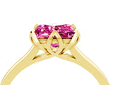 Yellow gold Princess Cut Pink Sapphire Solitaire Ring with Flower Prong Setting and Classic Band_40