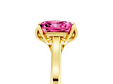 Yellow gold Princess Cut Pink Sapphire Solitaire Ring with Flower Prong Setting and Classic Band_41