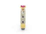 Yellow gold Princess Cut Pink Sapphire Solitaire Ring with Pavé and Channel Set Band_26