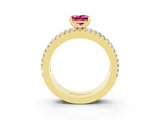 Yellow gold Princess Cut Pink Sapphire Solitaire Ring with Pavé and Channel Set Band_27