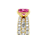 Yellow gold Princess Cut Pink Sapphire Solitaire Ring with Pavé and Channel Set Band_29