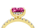 Yellow gold Princess Cut Pink Sapphire Solitaire Ring with Round  Pavé Band and Four-Prong Setting_40