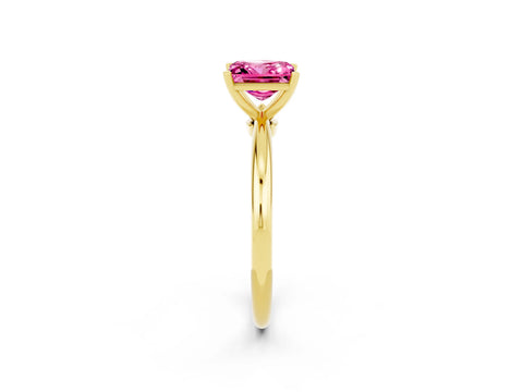 Yellow gold Princess Cut Pink Sapphire Solitaire Ring with Six-Prong Setting and Classic Band_2