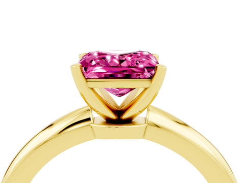Yellow gold Princess Cut Pink Sapphire Solitaire Ring with Six-Prong Setting and Classic Band_4