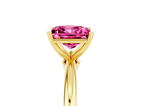 Yellow gold Princess Cut Pink Sapphire Solitaire Ring with Six-Prong Setting and Classic Band_5