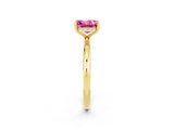 Yellow gold Princess Cut Pink Sapphire Solitaire Ring with Thin Band and Four-Prong Setting_26