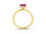 Yellow gold Princess Cut Pink Sapphire Solitaire Ring with Thin Band and Four-Prong Setting_27