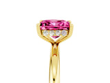 Yellow gold Princess Cut Pink Sapphire Solitaire Ring with Thin Band and Four-Prong Setting_29
