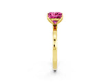 Yellow gold Princess Cut Pink Sapphire Solitaire Ring with Thin Band and Prong Setting_14