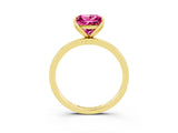 Yellow gold Princess Cut Pink Sapphire Solitaire Ring with Thin Band and Prong Setting_15