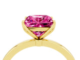 Yellow gold Princess Cut Pink Sapphire Solitaire Ring with Thin Band and Prong Setting_16