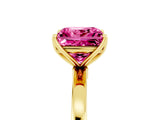 Yellow gold Princess Cut Pink Sapphire Solitaire Ring with Thin Band and Prong Setting_17